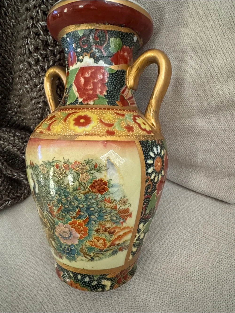8” Japanese Satsuma-style porcelain vase